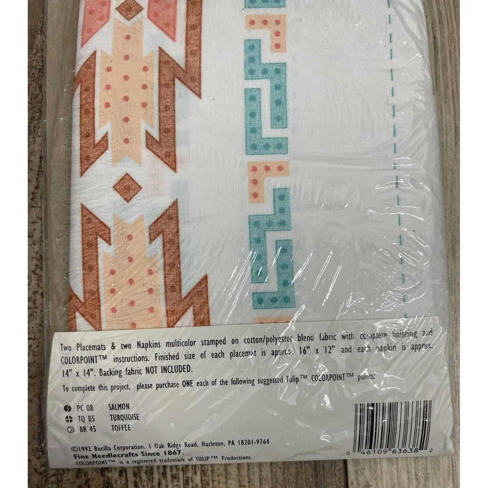 Bucilla Western Colorpoint‎ Paint Stitching Kit Placemat Napkin set 63638